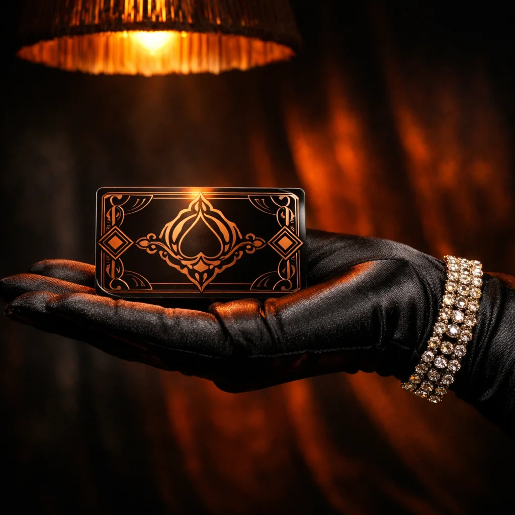 Metalen VIP kaart met ember oranje gloed